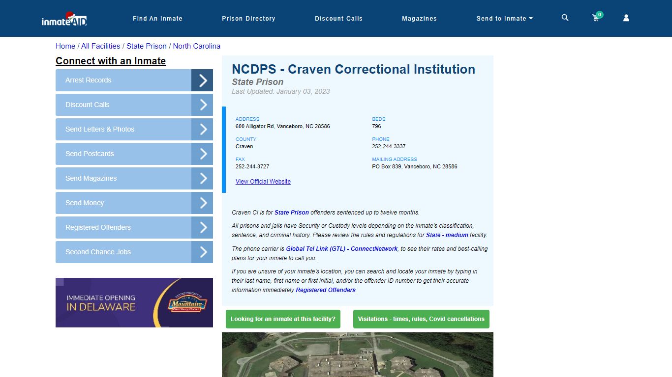 NCDPS - Craven Correctional Institution & Inmate Search | Visitation ...