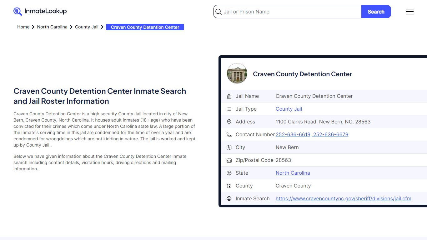 Craven County Detention Center Inmate Search, Jail Roster, Bookings ...